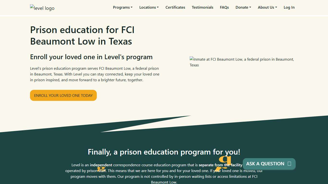 Prison Education For FCI Beaumont Low - Level