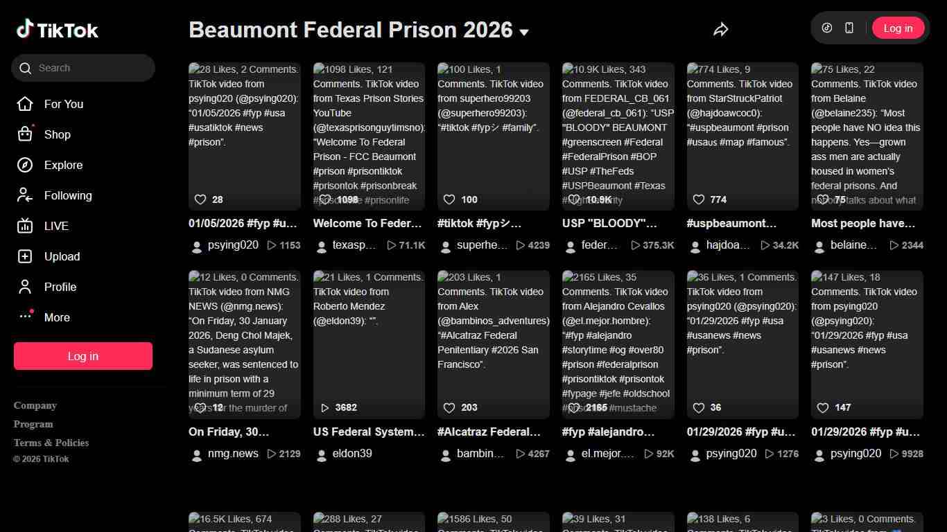 Beaumont Federal Prison 2026 TikTok